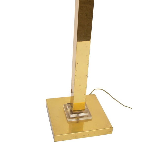 Geometric Brass and Lucite Floor Lamp For Sale - Image 4 of 10