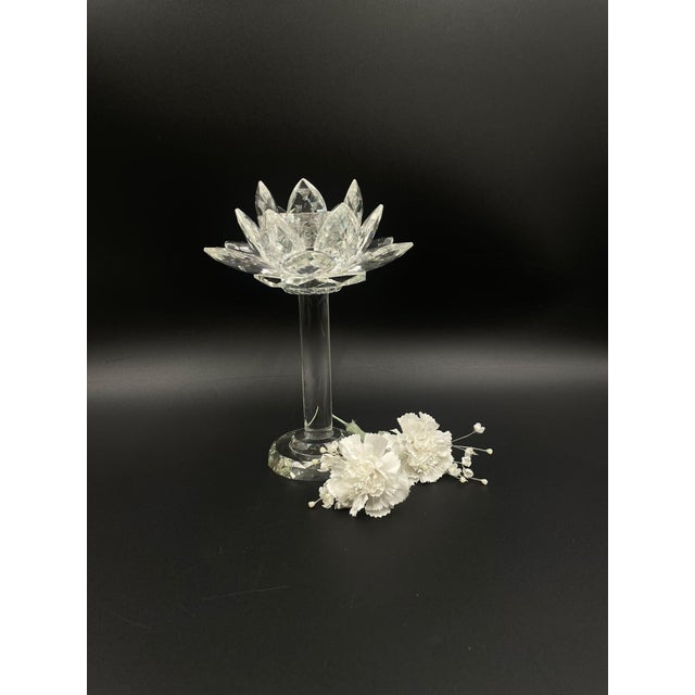 1970s Crystal Lotus Flower Candlestick, 1976 For Sale - Image 5 of 9