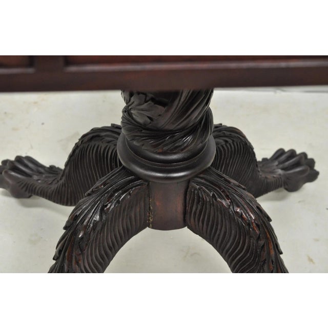 Antique American Empire Carved Paw Foot Pedestal Base Work Stand Side Table For Sale - Image 13 of 18