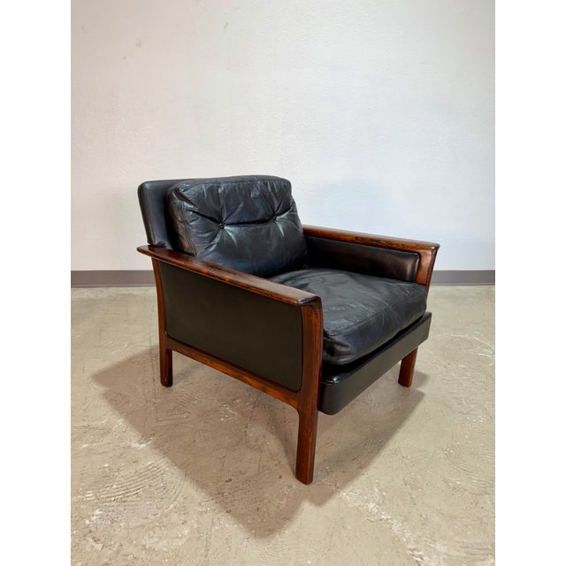 1960s 1960s Mid Century Bröderna Andersson Swedish Rosewood and Black Leather Lounge Chair For Sale - Image 5 of 12
