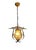 Attractive vintage pendant lamp made of red copper, amber glass, wrought iron details, and copper leaf motifs. The lamp...