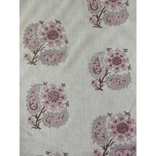 Penny Morrison Handprinted Helena Fabric in Pink 2 4/8 Yards For Sale