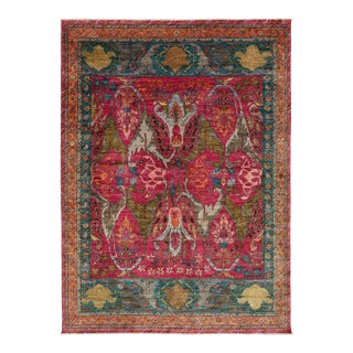 Modern Bidjar-Style Wool Rug Hand-Knotted in Pink With Persian-Inspired Design For Sale