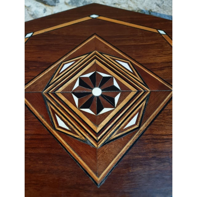 Inlaid Side or Sewing Table in Mahogany and Mixed Woods, France, 1930s-1950s For Sale - Image 12 of 18