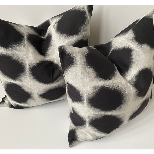 Big Dot Grey / Black Pillows- a Pair For Sale - Image 4 of 6