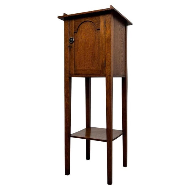 Antique Early 20th Century English Arts and Crafts Oak Cabinet For Sale - Image 3 of 11
