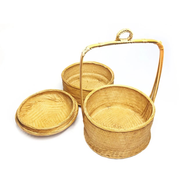 Mid-Century Modern Vintage Woven Chinese Wedding Basket For Sale - Image 3 of 4