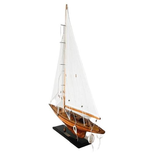 Vintage Endeavour Sailboat Model in Wood For Sale - Image 11 of 12