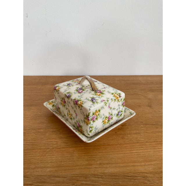 Japanese Vintage Hotta Yu Shoten Japanese Chintz Butter Dish - Hand-Painted No. 2748 For Sale - Image 3 of 18