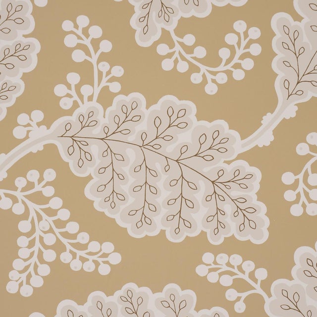Traditional Sample - Schumacher Estelle Wallcovering In Ochre For Sale - Image 3 of 5