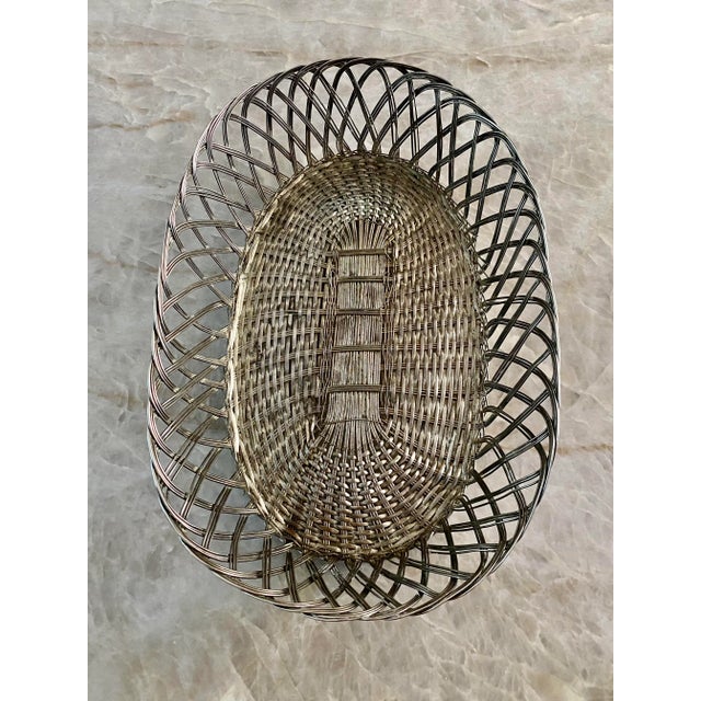 Silver Plate French Hotel Weaved Bread Basket For Sale - Image 4 of 7