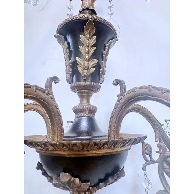 1950s Decorative Black and Bronze Chandelier For Sale - Image 9 of 10