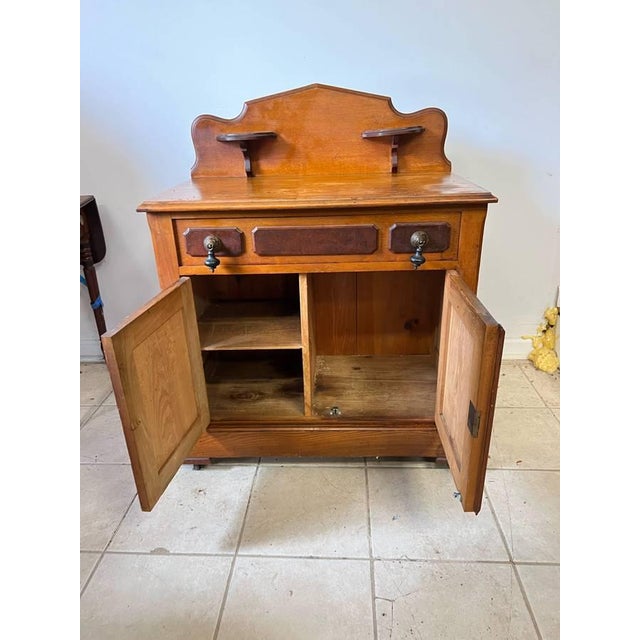 Antique Early Victorian Style Washstand Cabinet With Backsplash For Sale - Image 4 of 12