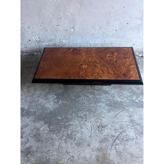 Vintage Burl Wood Coffee Table on Black Lacquered Base For Sale - Image 10 of 12