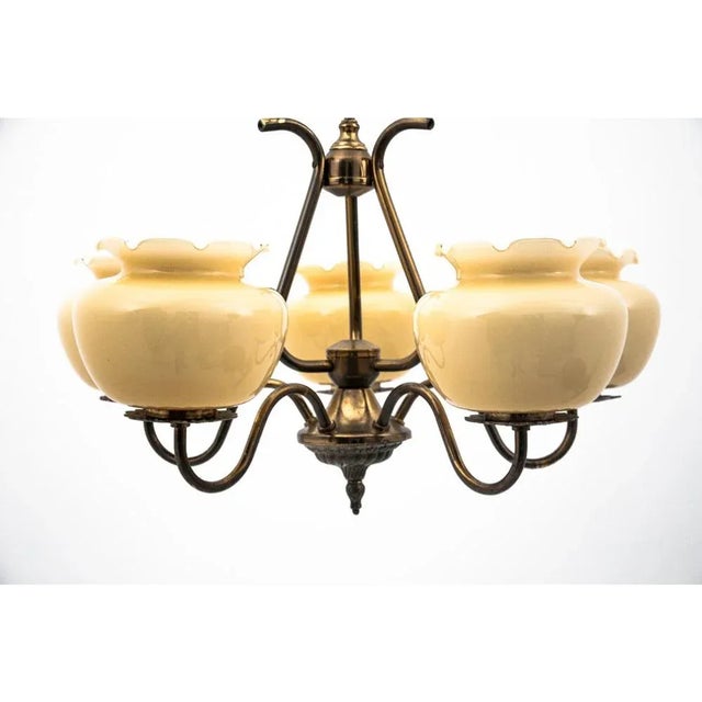 Mid-Century Modern Glass Chandelier, Poland, 1950s For Sale - Image 3 of 8