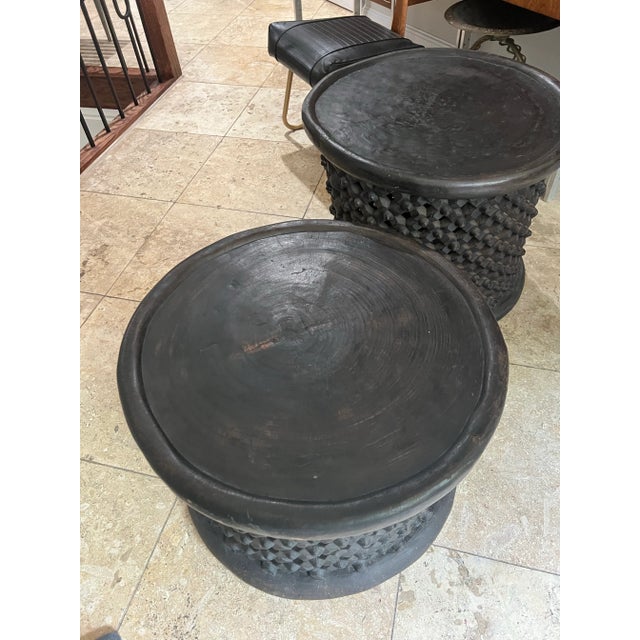 Late 20th Century African Spider Bamileke Wood Table/ Stool - A Pair For Sale - Image 4 of 11