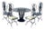 Vintage Hollywood Regency Curule Chair Wrought Iron Round Dining Set - 5 Pc Set For Sale
