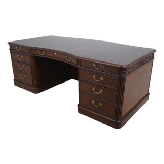 Henkel Harris Moore Leather Top Mahogany Executive Desk For Sale