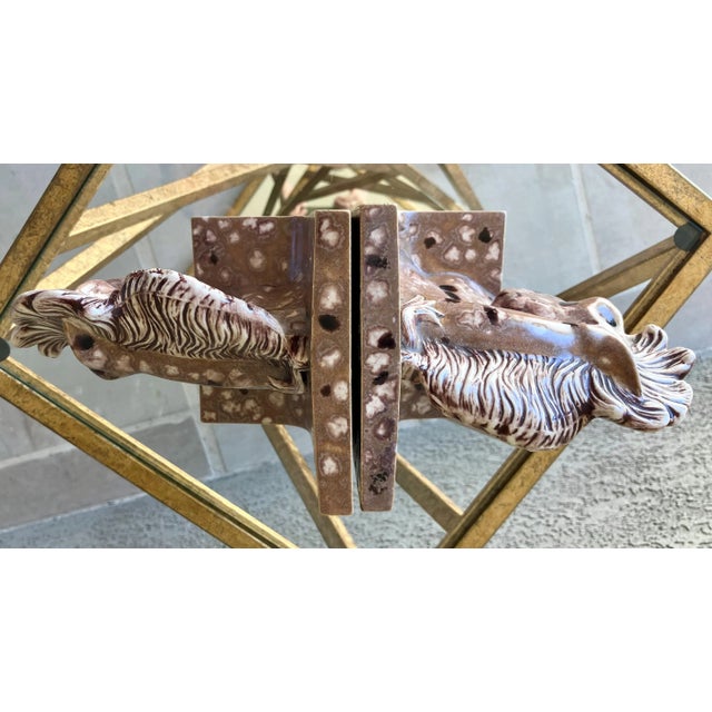 Late 20th-Century Horse Head Earthenware Artisan Crafted Bookends – A Pair For Sale - Image 9 of 12