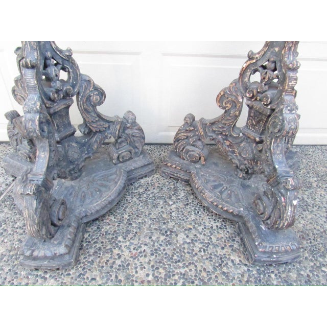 Late 19th Century Pair of Antique Italian Baroque Style Torchères For Sale - Image 5 of 18