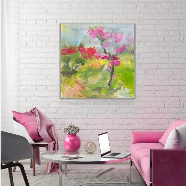 "Red Roof, Hakodate" by Trixie Pitts Abstract Impressionist Landscape Painting For Sale - Image 10 of 12