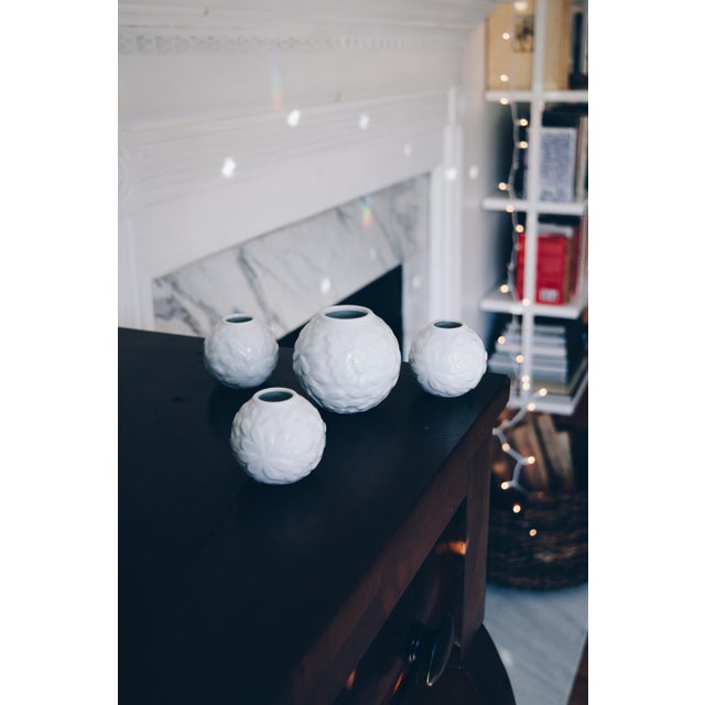 Mid Century Modern Glazed White Porcelain Botanical Candle/Vase Set by Hutschenreuther Germany - 4 Piece Set For Sale - Image 10 of 13