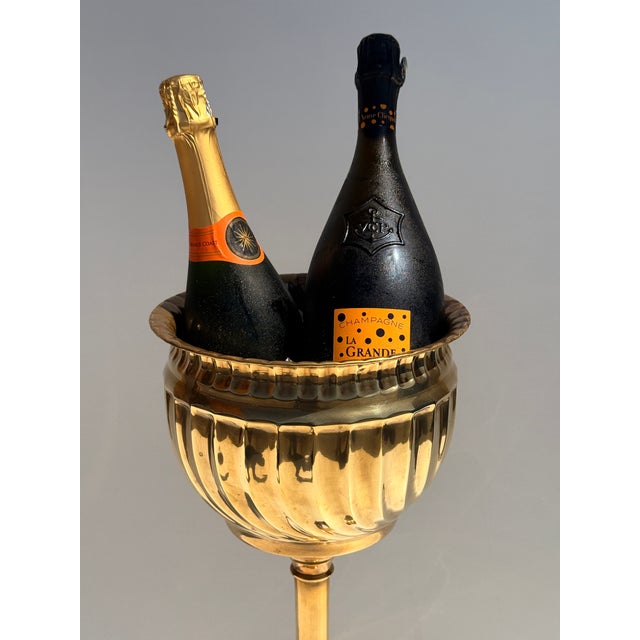Mid-Century Modern 1970s Brass Standing Champagne Cooler / Planter For Sale - Image 3 of 11