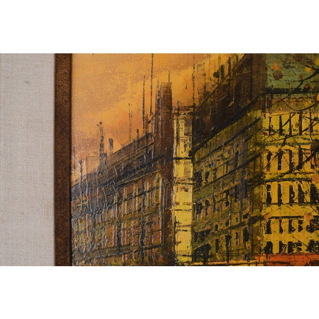 Vintage Giovanni Lentini Brutalist Paris Cityscape Paintings - A Pair For Sale In San Francisco - Image 6 of 8