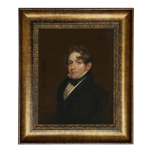 Captain Demaresque of Gloucester Framed Canvas Print, 11x14, Distressed Black and Gold Frame