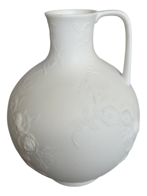 Vintage Bisque Porcelain Vase with Relief Roses from Kaiser, Germany, 1970s-1980s