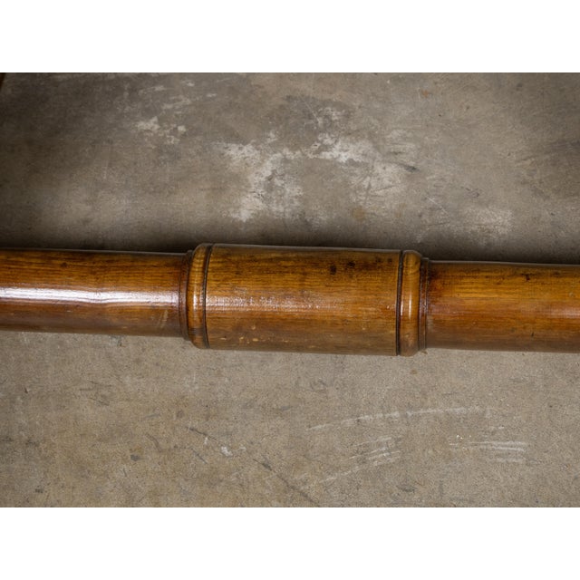 English Oak 1900s Stool with Incised Accents and Custom Upholstery For Sale - Image 9 of 11