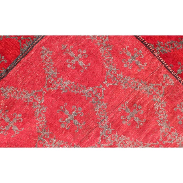 Vintage Turkish Konya Carpet With Cross Design and Bright Red Background For Sale In Atlanta - Image 6 of 6