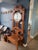 English Wood Carved Hall Tree Antique Bench Seat Hang Coats Mirror Seat For Sale - Image 3 of 9