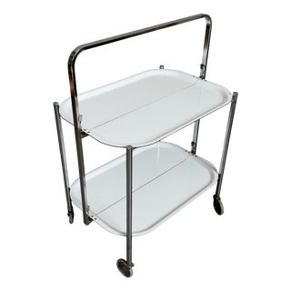 Chromed Metal Folding Bar Cart, 1970s For Sale