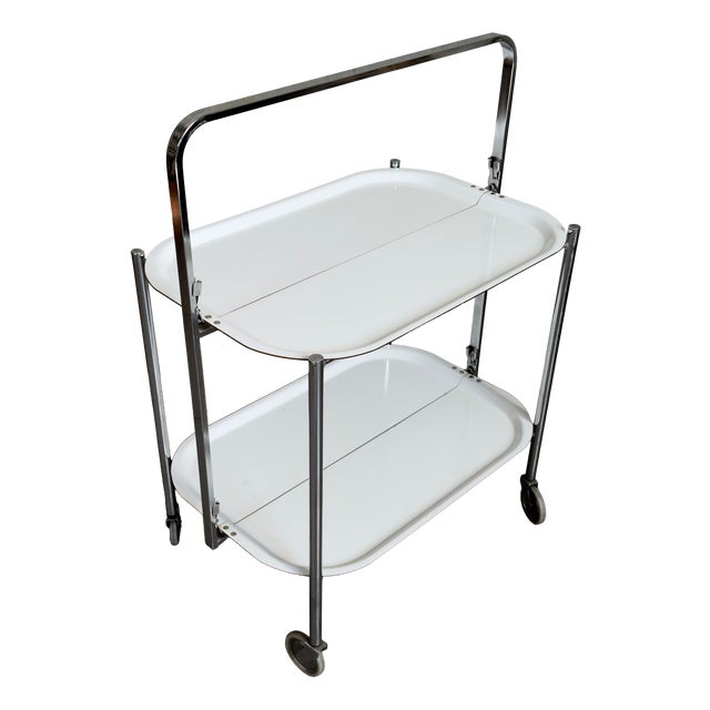 Chromed Metal Folding Bar Cart, 1970s For Sale