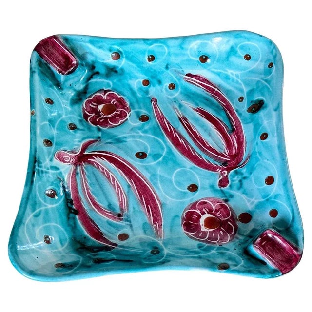 Italian Ceramic Blue and Red Ashtray, 1960 For Sale - Image 12 of 12