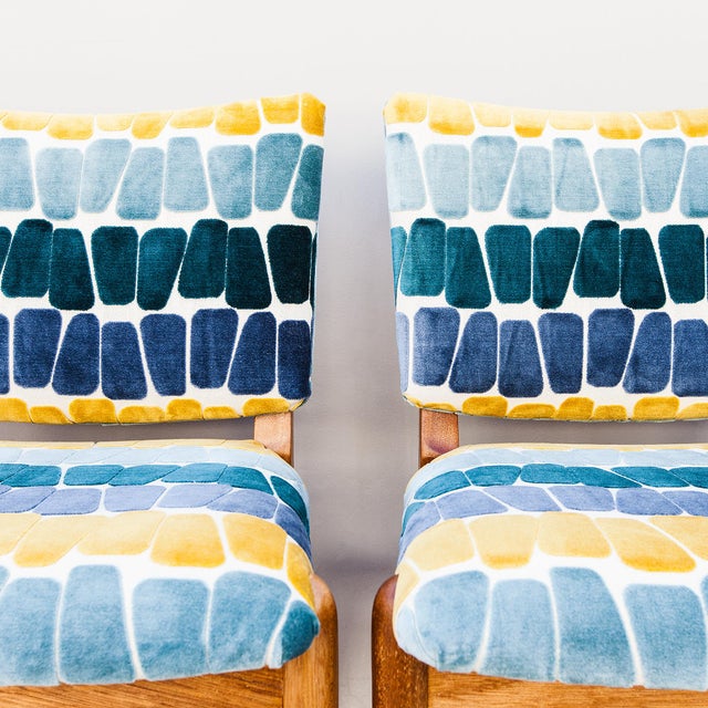 Immaculately restored set of six solid mahogany dining chairs, designed by John Keal and produced by Brown Saltman in...