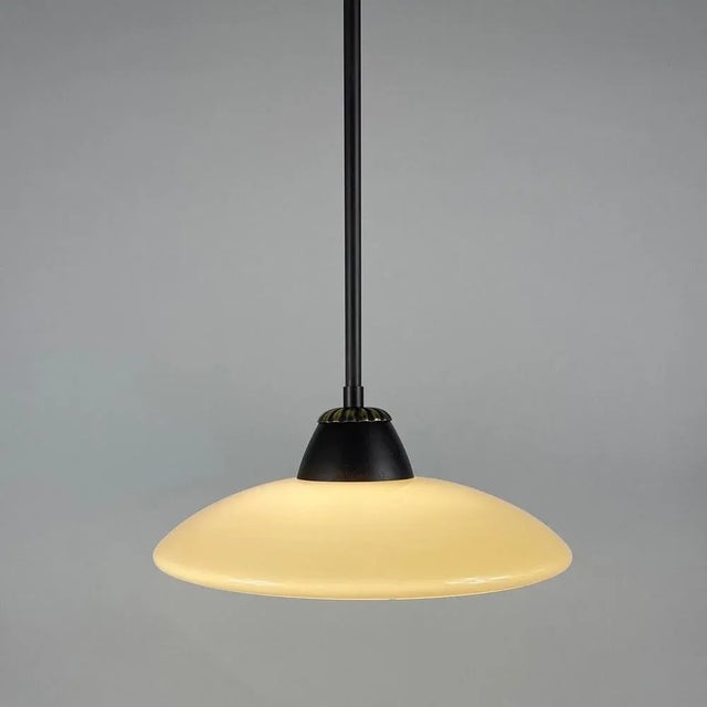 1940s Swedish Grace Opaline & Bronzed Brass Pendants, 1940s, Set of 3 For Sale - Image 5 of 12