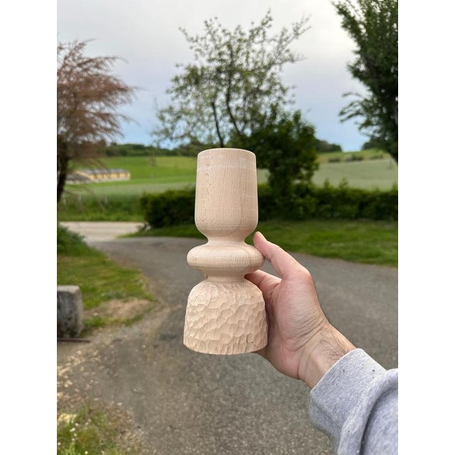Beech Candlestick by Romain Des Bois For Sale - Image 9 of 17