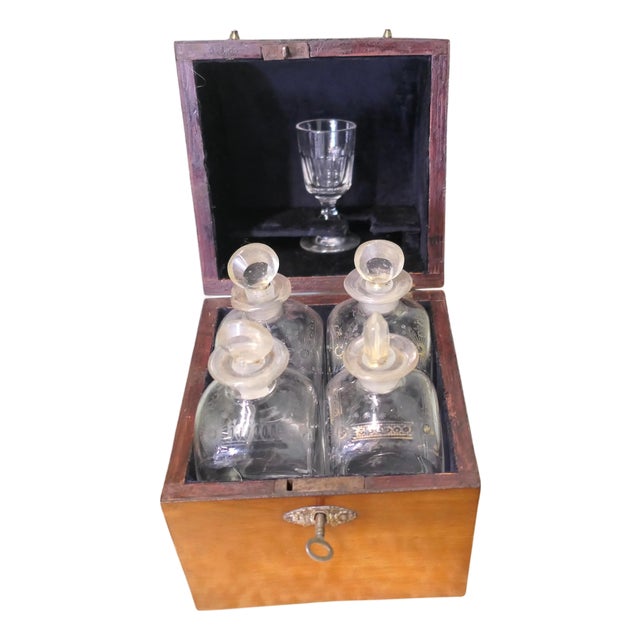 Antique Fitted Decanter Box, 1800, Set of 5 For Sale