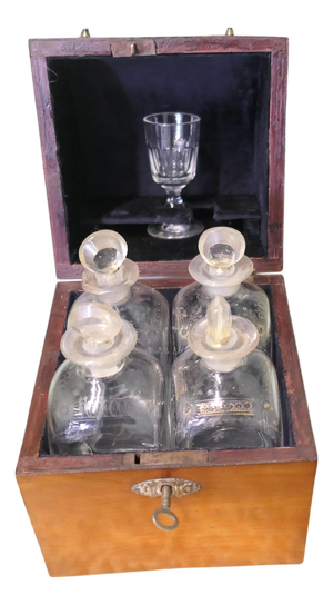 Antique Fitted Decanter Box, 1800, Set of 5