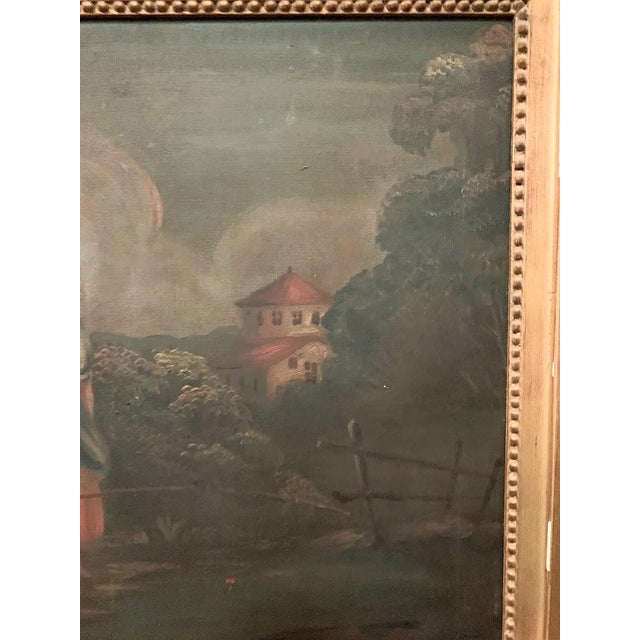 Louis XVI Style Trumeau Mirror in Patinated and Gilded Wood For Sale - Image 5 of 13