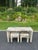 1990's Parsons Console Table with Matching Pair of Ottomans. Perfect for an entryway or use as a make up vanity . The...