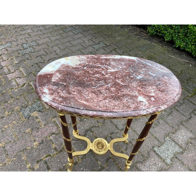 1970s 1970 French Louis XVI Mahogany Marble Side Table For Sale - Image 5 of 12