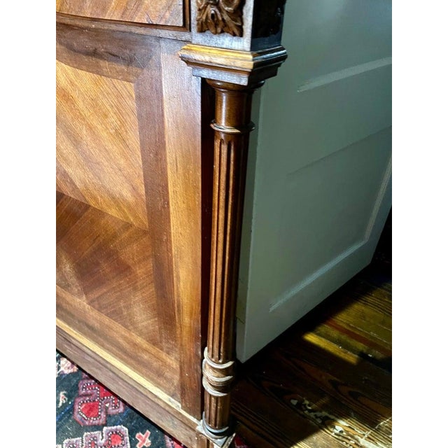 19th Century French Louis XVI Walnut Full-Size Headboard With Carvings, 19th Century For Sale - Image 5 of 7