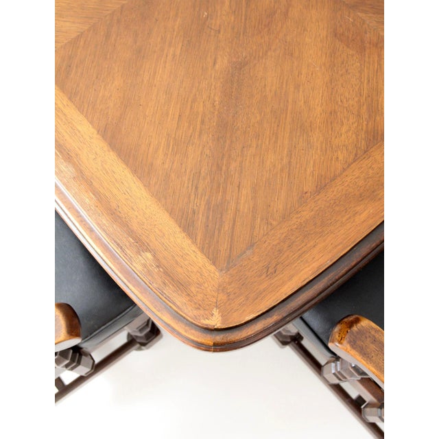 Vintage 1970s Colonial Revival Game Table Set With Four Cane Back Chairs For Sale - Image 13 of 18