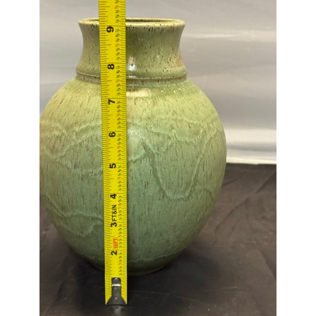 Green Vintage Titian Potteries Crown Lynn Nz Art Pottery Vase J3 Green Drip Marble Glaze MCM For Sale - Image 8 of 10