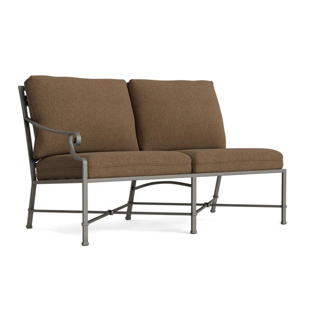 Brown Jordan Venetian Left Arm Loveseat, Mica frame with Fusion Moccasian fabric For Sale In Jacksonville, FL - Image 6 of 6