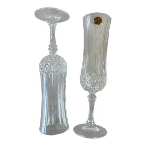 Vintage Cristal d'Arques Longchamp crystal flute glasses - a Pair