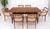 Mid 20th Century Italian Mid-Century Modern Dining Table 8 Chairs Set New Linen Upholstery Seats For Sale - Image 5 of 18